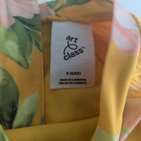 Girls' Floral Print Long Sleeve Back-Zip One Piece Rash Guard art class S PLAY - Picture 4 of 9